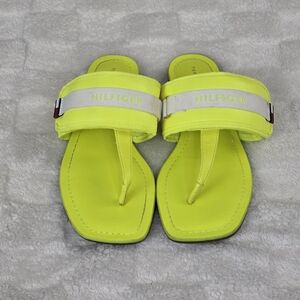 Tommy Hilfiger Adjustable Velcro Strap Flip Flop Sandals Highlighter Yellow W9
